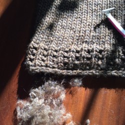 Shaved fiber from sweater